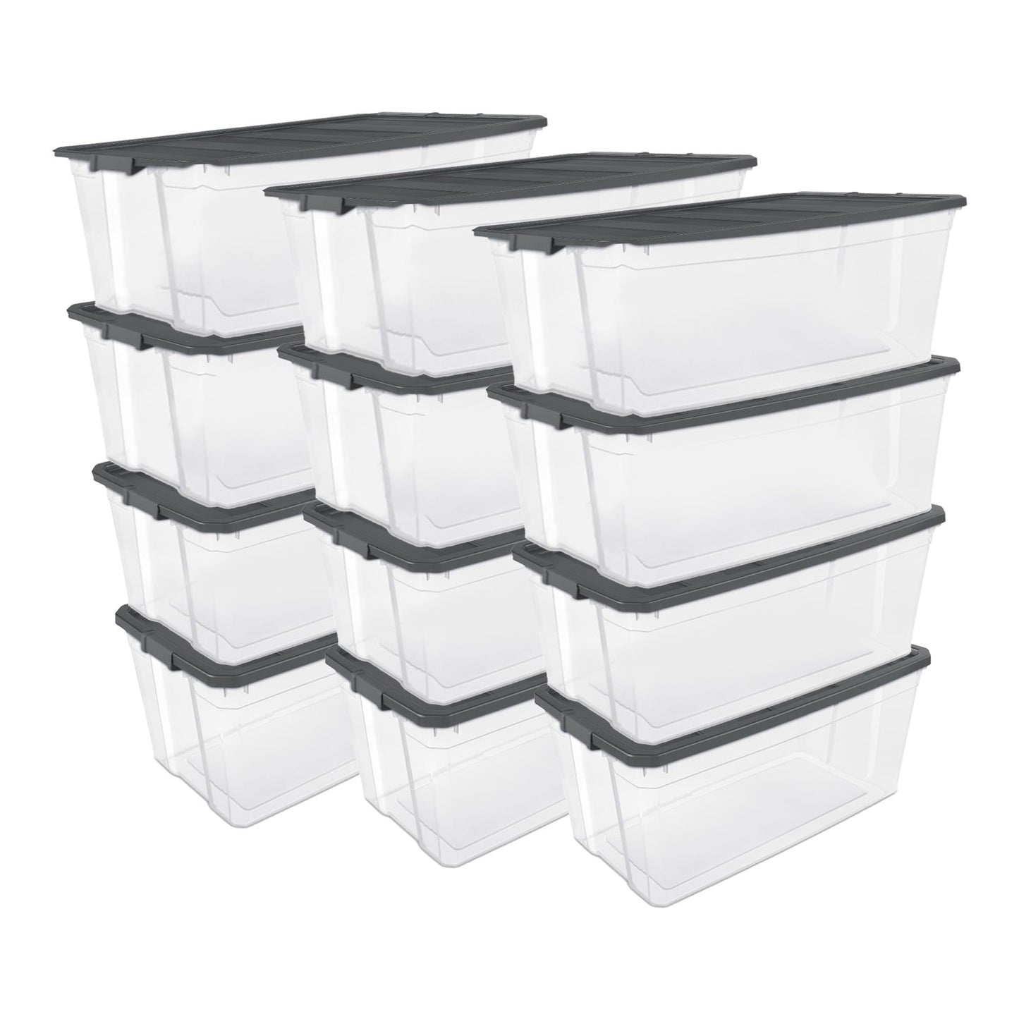Stackable Clear Storage Bins with Latching Lids