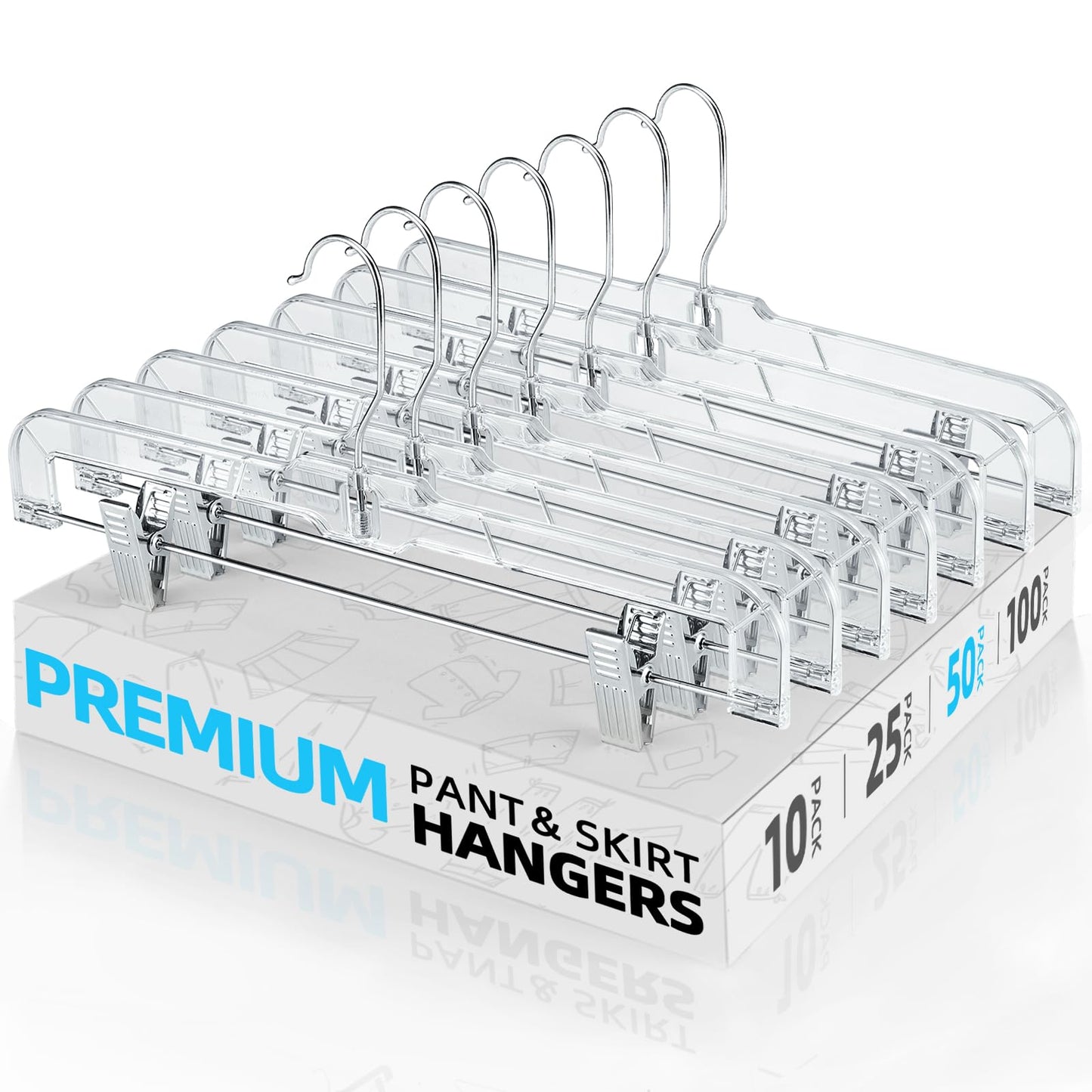 Clear Adjustable Clip Hangers for Pants Skirts Shorts