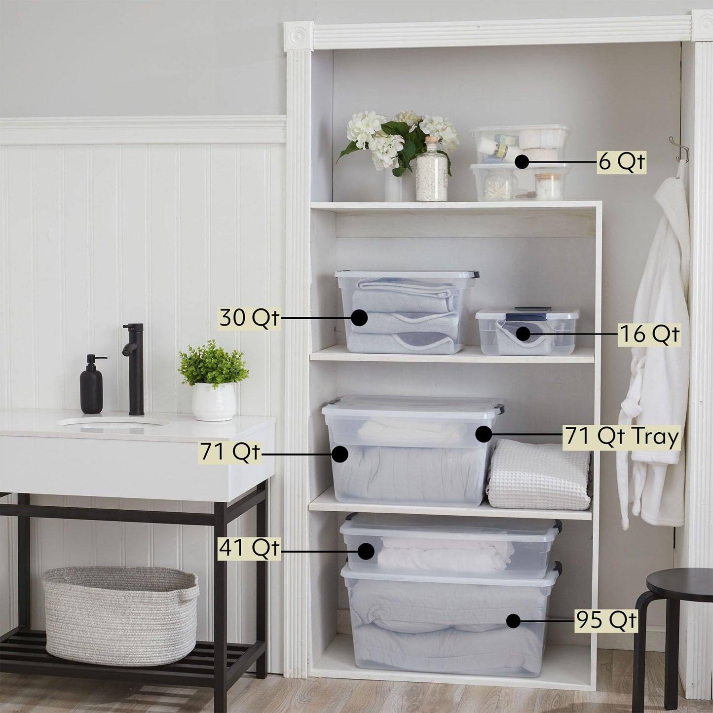 12-Pack Stackable Clear Latching Storage Containers 32 Qt
