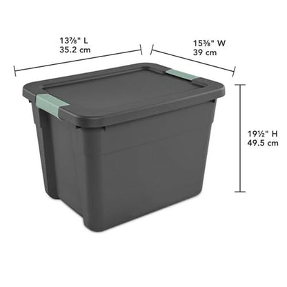 6-Pack Stackable Latch Storage Bins with Lids 12 Gallon Gray Green