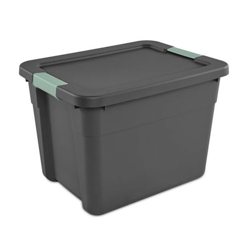 6-Pack Stackable Latch Storage Bins with Lids 12 Gallon Gray Green