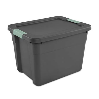 6-Pack Stackable Latch Storage Bins with Lids 12 Gallon Gray Green
