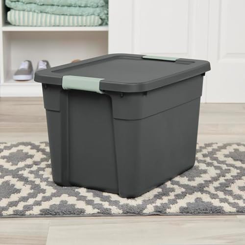 6-Pack Stackable Latch Storage Bins with Lids 12 Gallon Gray Green