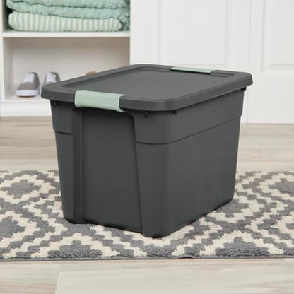 6-Pack Stackable Latch Storage Bins with Lids 12 Gallon Gray Green