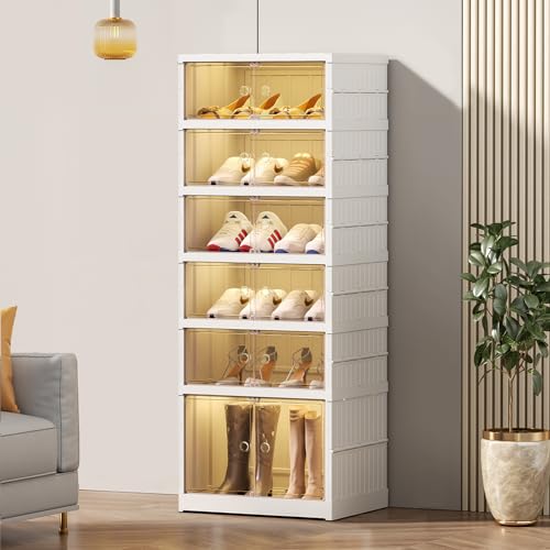Stackable Foldable Shoe Storage Cabinet with Lid