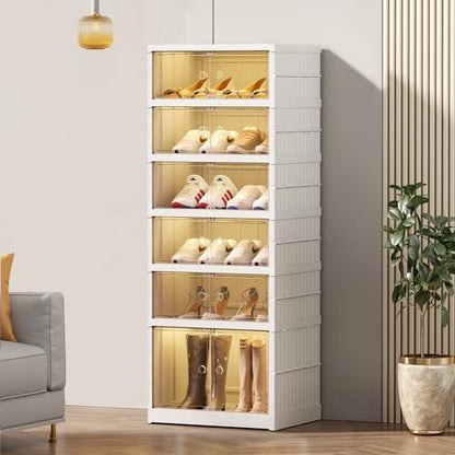 Stackable Foldable Shoe Storage Cabinet with Lid