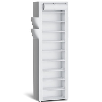 10 Tier Large Capacity Shoe Rack with Dust Cover and Side Pockets