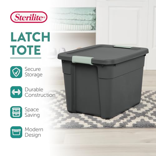 6-Pack Stackable Latch Storage Bins with Lids 12 Gallon Gray Green