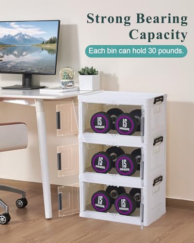 Stackable Folding Storage Bins with Wheels Doors