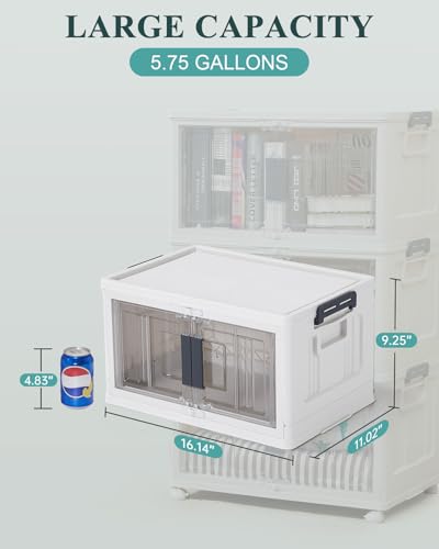 Stackable Folding Storage Bins with Wheels Doors