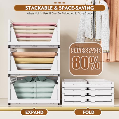 Stackable Foldable Storage Bins Closet Organizer 8 Pack