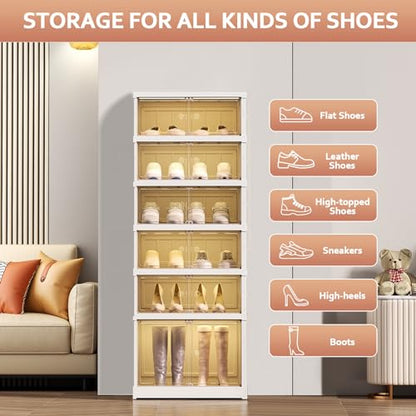 Stackable Foldable Shoe Storage Cabinet with Lid