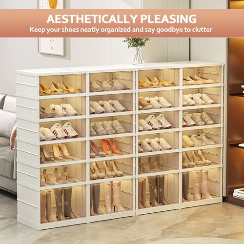 Stackable Foldable Shoe Storage Cabinet with Lid