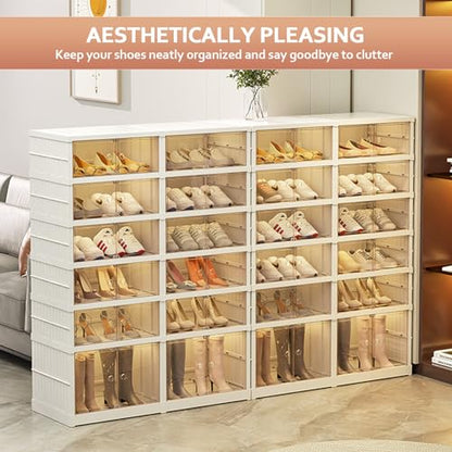 Stackable Foldable Shoe Storage Cabinet with Lid