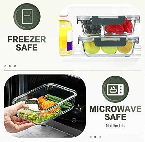 Glass Meal Prep Containers 30oz 10 Pack Gray Lids