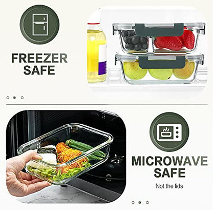 Glass Meal Prep Containers 30oz 10 Pack Gray Lids
