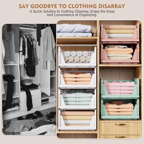 Stackable Foldable Storage Bins Closet Organizer 8 Pack