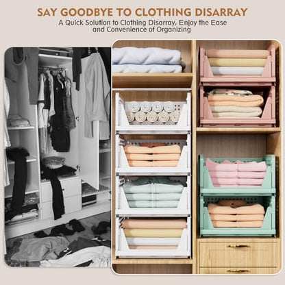 Stackable Foldable Storage Bins Closet Organizer 8 Pack