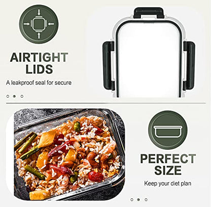 Glass Meal Prep Containers 30oz 10 Pack Gray Lids