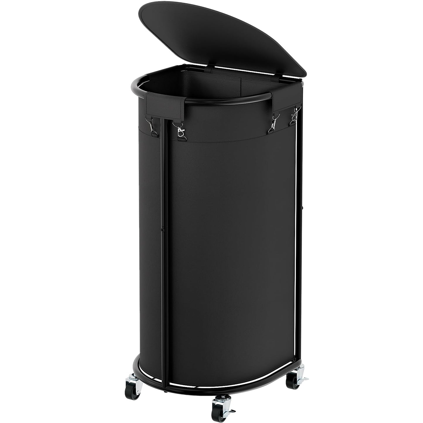 Rolling Laundry Basket with Lid Wheels Hamper Set