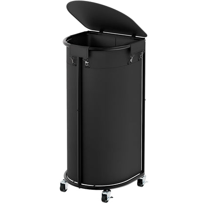 Rolling Laundry Basket with Lid Wheels Hamper Set