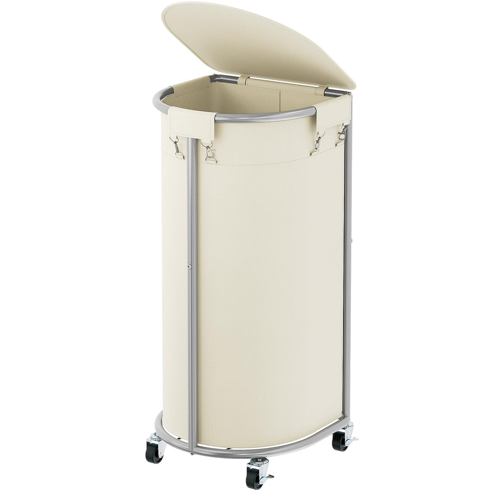 Rolling Laundry Basket with Lid Wheels Hamper Set