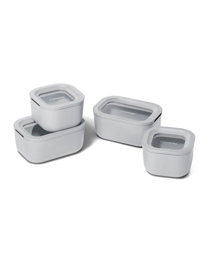 Glass Food Storage Set Ceramic Coated Lids Lunch Box Safe