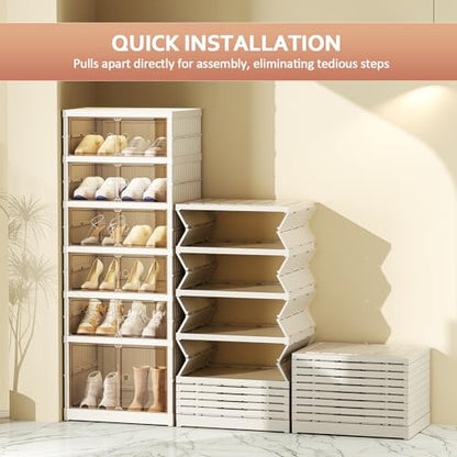 Stackable Foldable Shoe Storage Cabinet with Lid