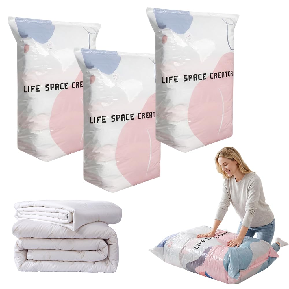 No-Pump Cube Vacuum Storage Bags Clothes Blankets