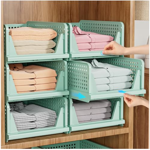 Stackable Foldable Closet Storage Baskets Organizer White