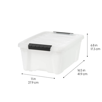 Stackable Clear Storage Bins with Latching Lids Secure Pull Handle