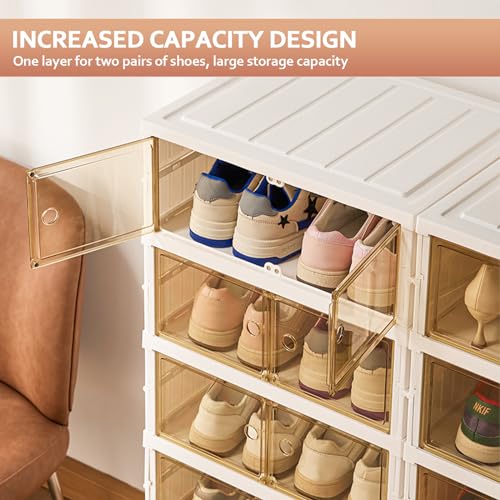 Stackable Foldable Shoe Storage Cabinet with Lid