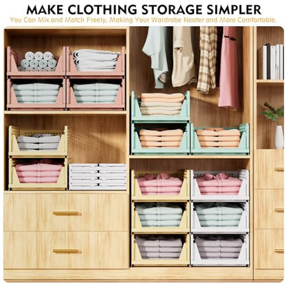 Stackable Foldable Storage Bins Closet Organizer 8 Pack