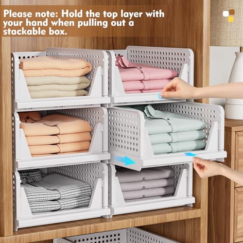 Stackable Foldable Storage Bins Closet Organizer 8 Pack