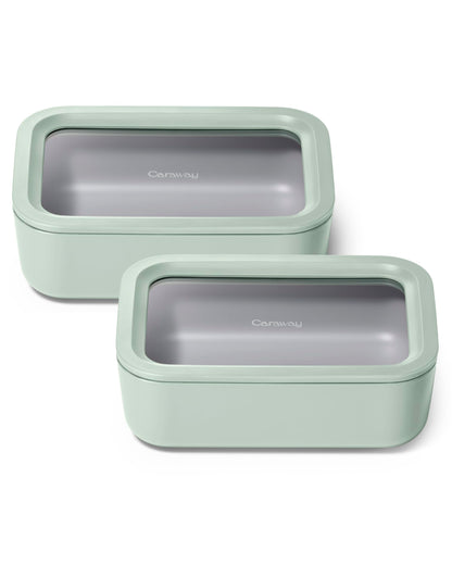 Glass Food Storage Set Ceramic Coated Lids Microwave Safe