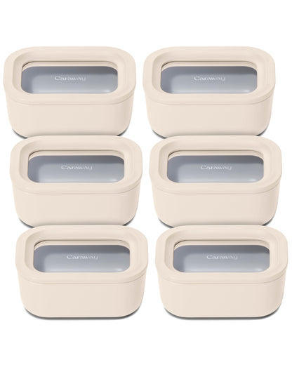 Glass Food Storage Set Ceramic Coated Lids Microwave Safe