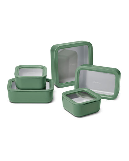 Glass Food Storage Set Ceramic Coated Lids Lunch Box Safe
