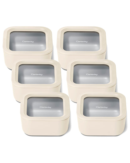 Glass Food Storage Set Ceramic Coated Lids Microwave Safe