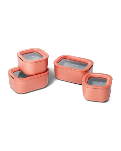 Glass Food Storage Set Ceramic Coated Lids Lunch Box Safe