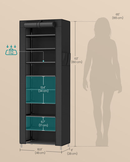 SONGMICS 10-Tier Shoe Rack, Shoe Organizer with Dustproof Cover,