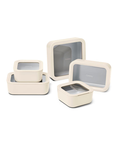 Glass Food Storage Set Ceramic Coated Lids Lunch Box Safe