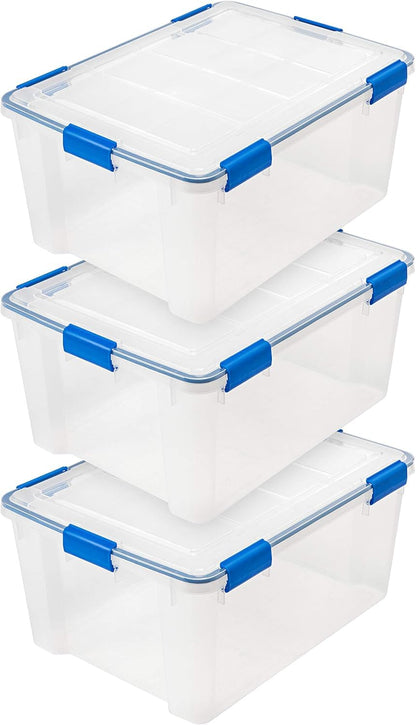 Stackable Weatherproof Plastic Storage Box with Lid Blue