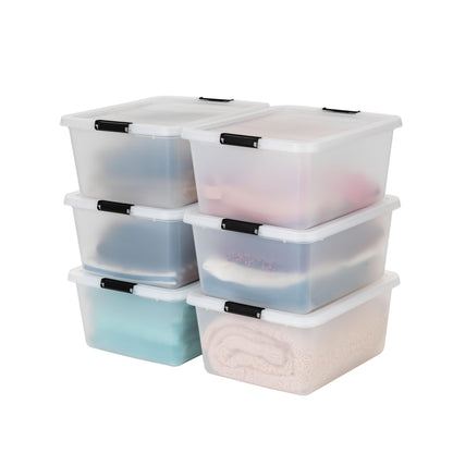 Stackable Clear Storage Bins with Latching Lids Secure Pull Handle