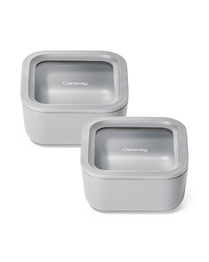 Glass Food Storage Set Ceramic Coated Lids Microwave Safe