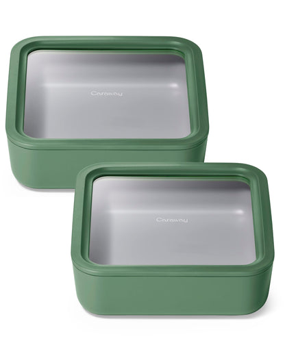 Glass Food Storage Set Ceramic Coated Lids Microwave Safe