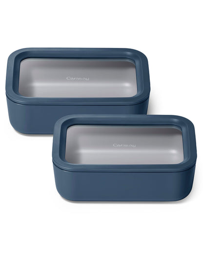 Glass Food Storage Set Ceramic Coated Lids Microwave Safe
