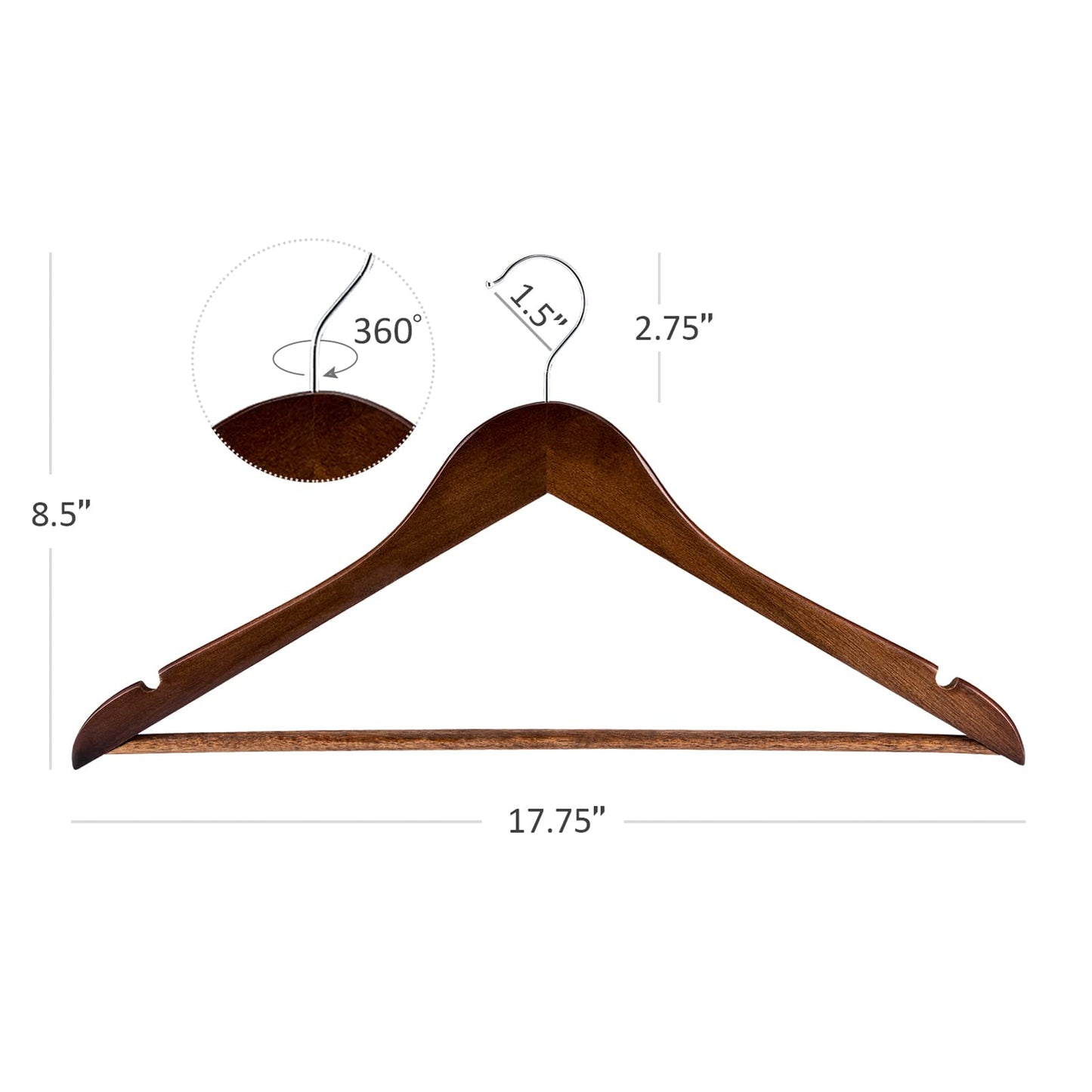 Wooden Suit Hangers 10-30 Pack Space Saving Design