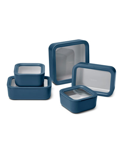 Glass Food Storage Set Ceramic Coated Lids Lunch Box Safe