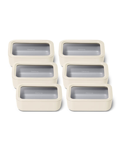 Glass Food Storage Set Ceramic Coated Lids Microwave Safe