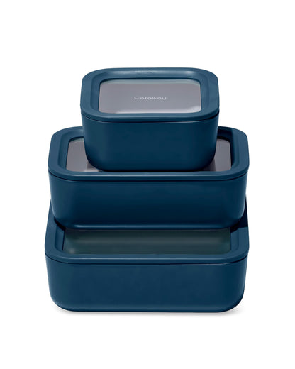 Glass Food Storage Set Ceramic Coated Lids Lunch Box Safe
